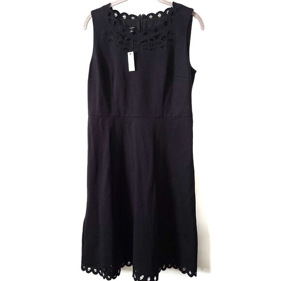 Talbots Dresses & Skirts - Talbots Fit & Flare Dress Embroidered Sz 6 Black Sleeveless Zip Dressy NWT $149